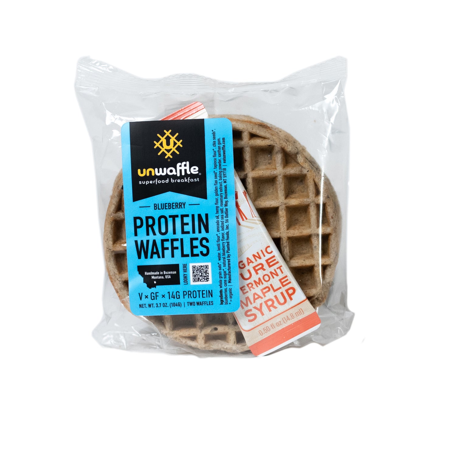 Unwaffle Protein Waffles To Go - 2-pack w/Maple Syrup  - Blueberry