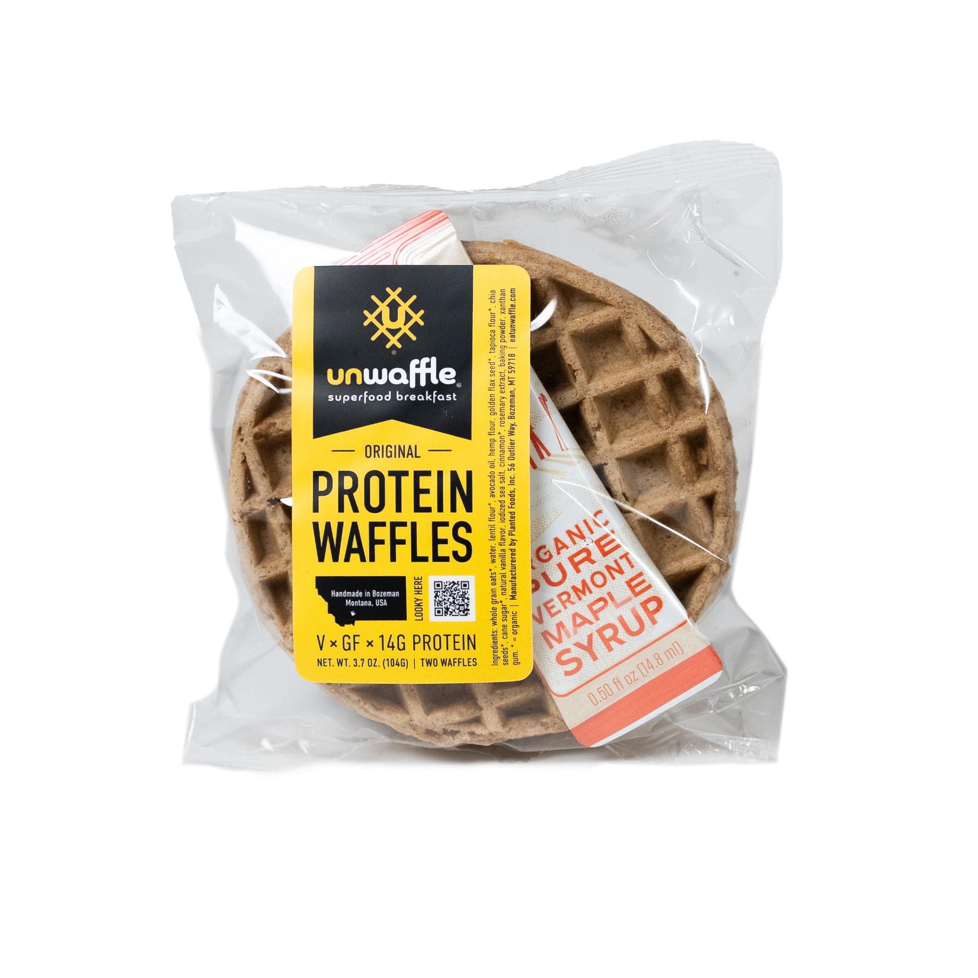 Unwaffle Protein Waffles To Go - 2-pack w/Maple Syrup  - Vanilla &amp; Cinnamon