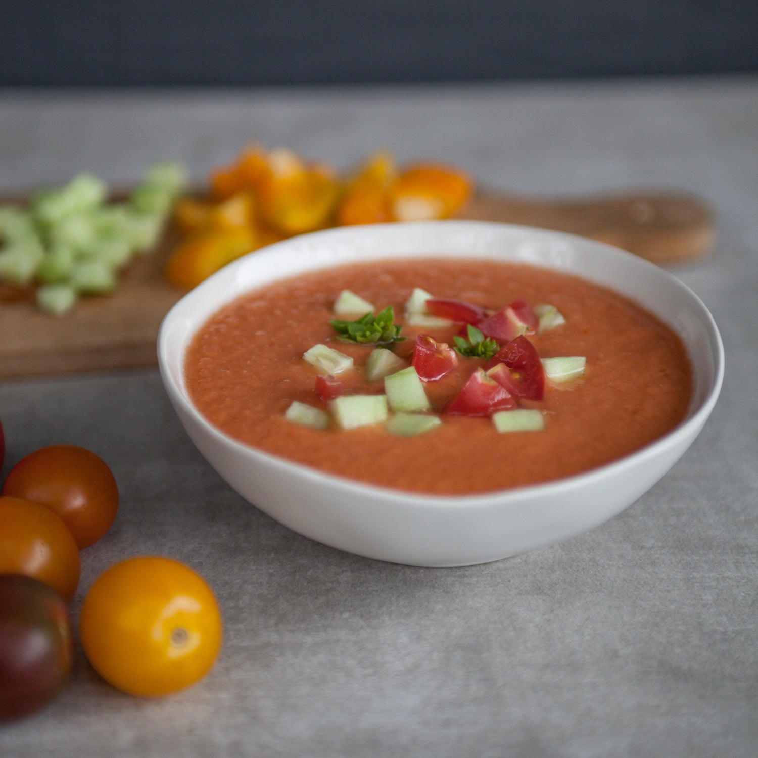 Gazpacho w/Locally Grown Tomatoes, Cucumbers &amp; Herbs